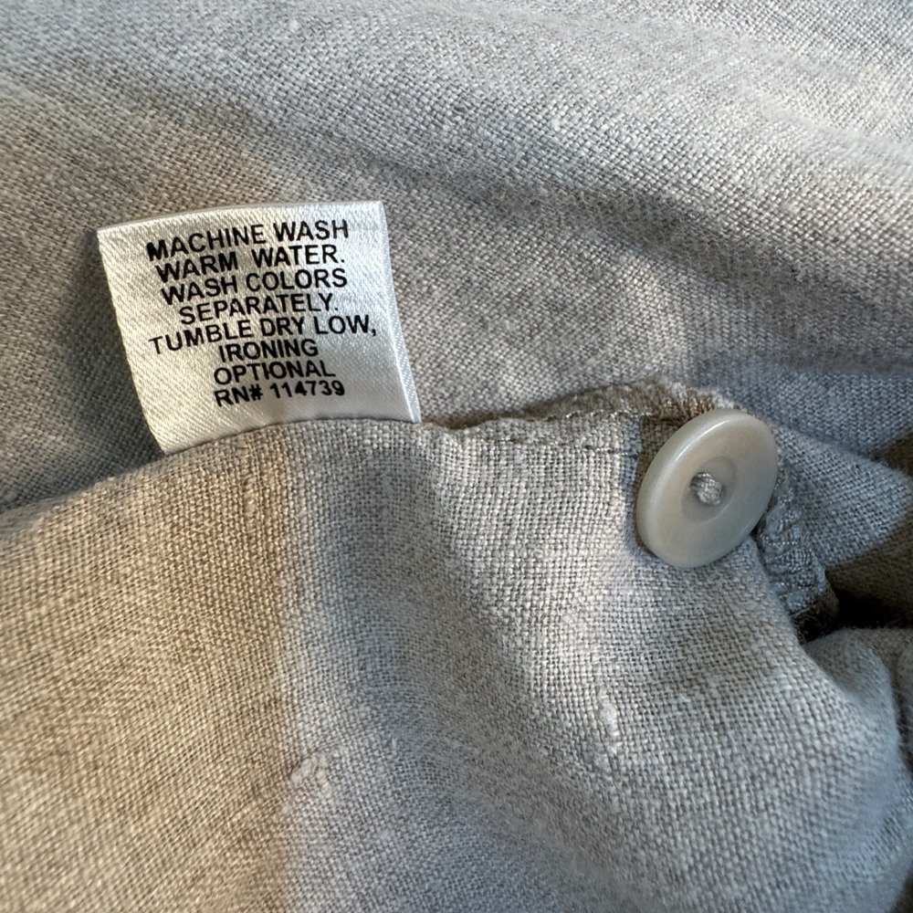 FLAX‎ Womens Medium 100% Linen Mandarin Collar Button Down Tunic Shirt Beige - Picture 6 of 11